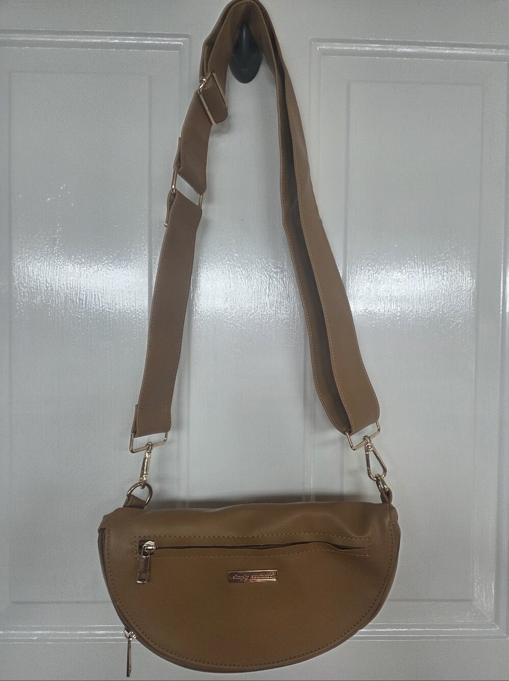 Simply Southwrn Women's Tan Crescent Crossbody Bag